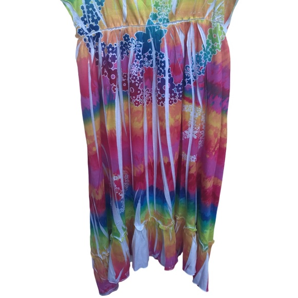 NWOT M Emily West Tie Dye Peace Sign Girls Casual Summer Vacation Dress - Picture 4 of 5